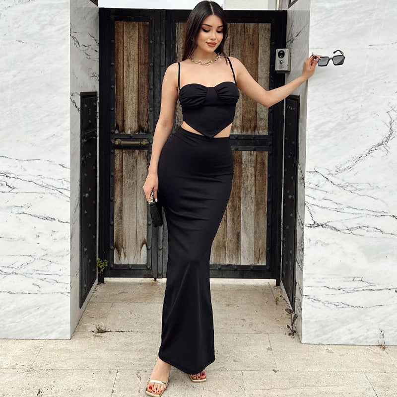 NTG Spaghetti Straps Chest Wrap Fashion Hip Suit